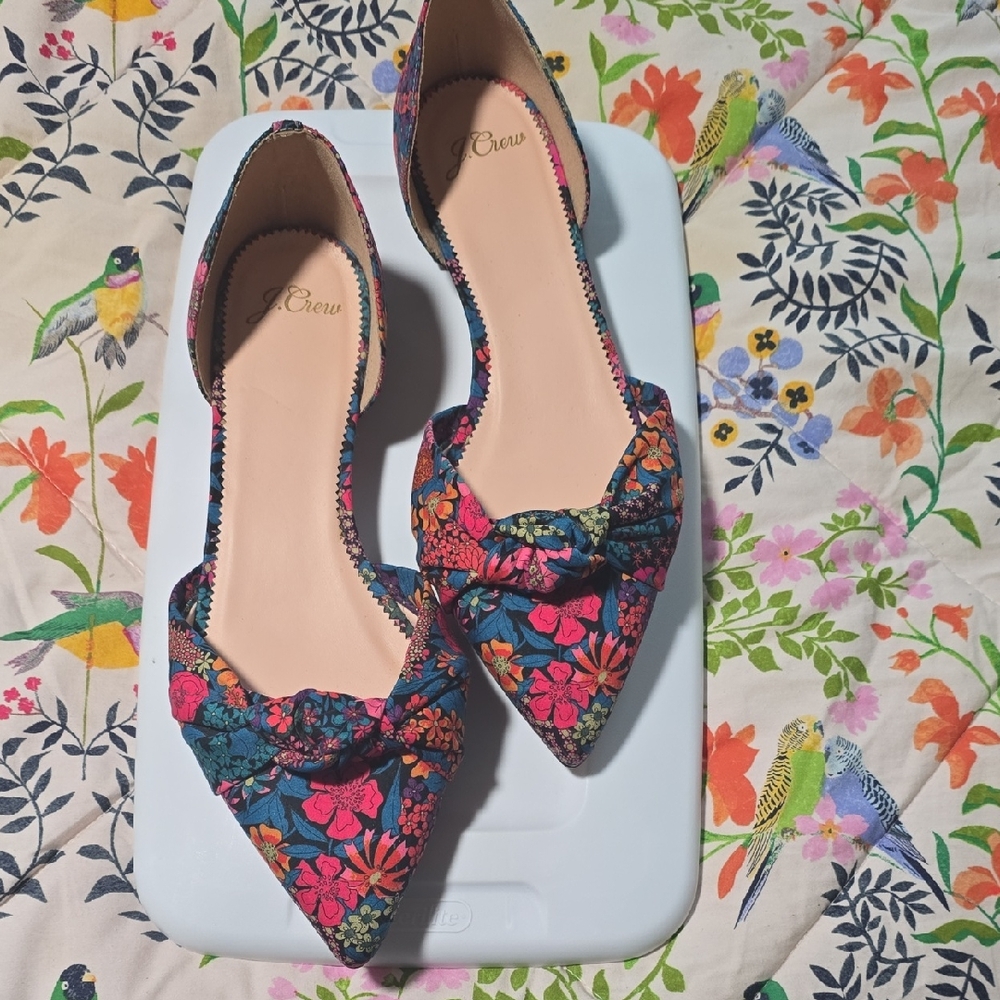 J. Crew Women's Colorful Floral Pointed Flats